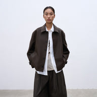 Modern Brown Leather Jacket with Clean-Cut Lapel