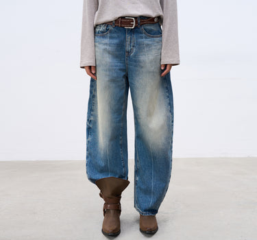 Vintage Washed Denim Wide-Leg Jeans for Women
