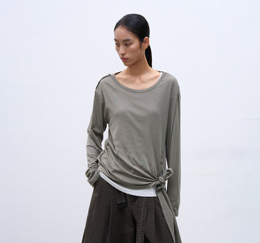Stylish Tie-Waist Long-Sleeve T-Shirt for Women