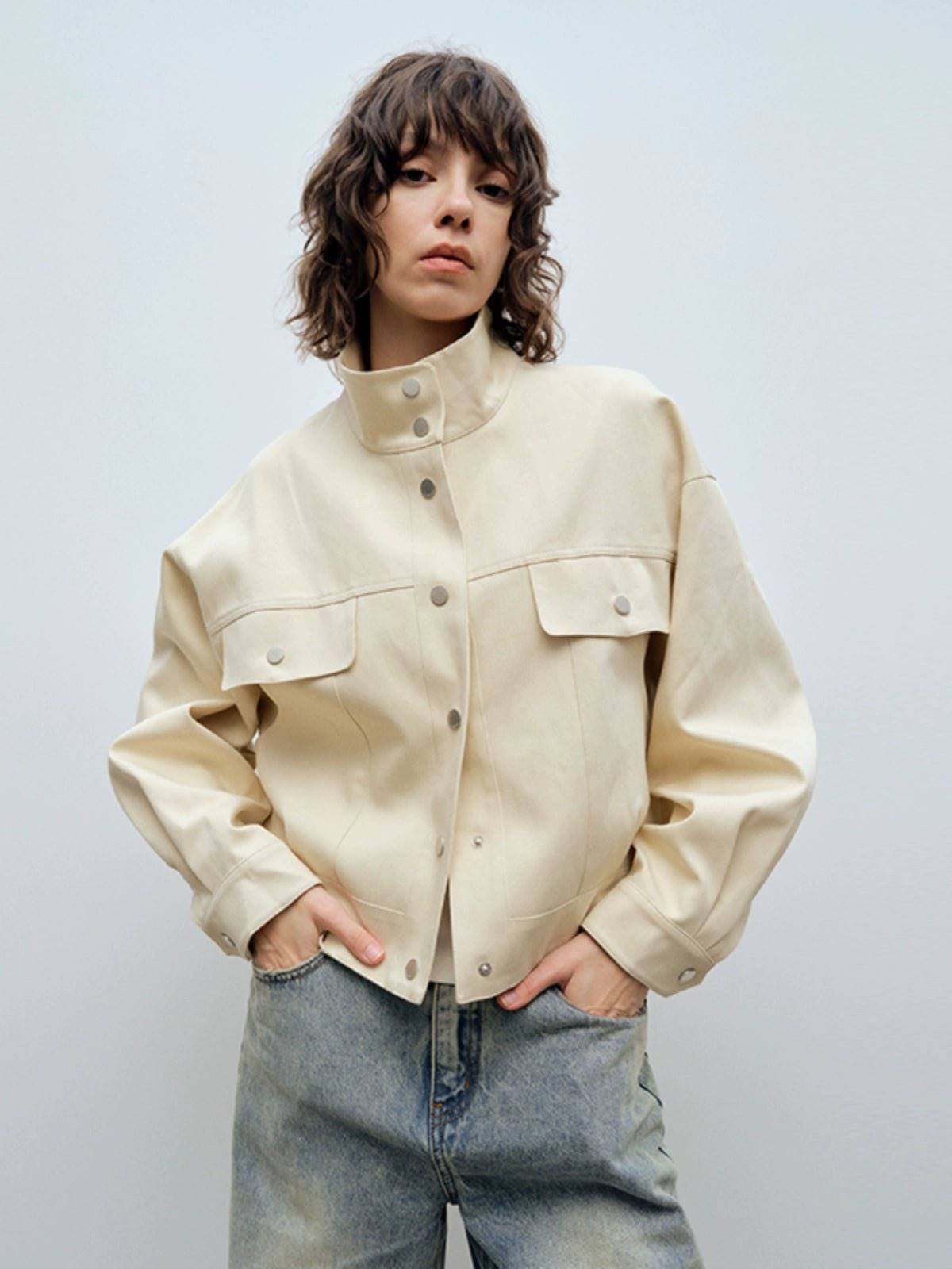 Classic Stand-Up Collar Jacket: Timeless and Trendy | CENEECHO Classic Stand-Up Collar Jacket: Timeless and Trendy | CENEECHO