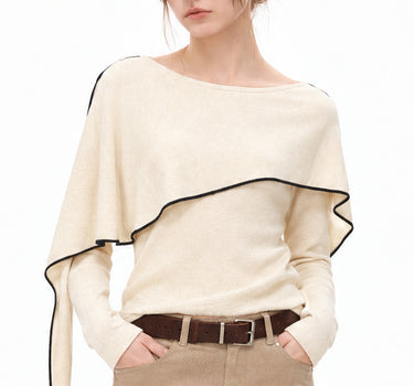 Two-Piece-Style Shawl Knit Top