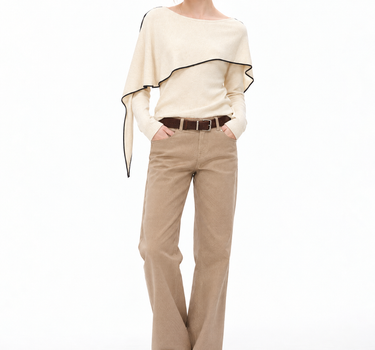 Two-Piece-Style Shawl Knit Top